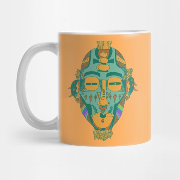 Mountain Green African Mask 5 by kenallouis